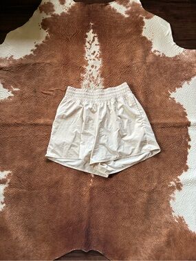 aerie Cream Elastic-Waist Athletic Shorts